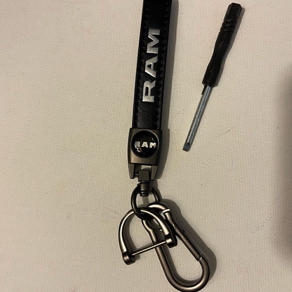 Dodge Ram Key Fob Keychain in Black Leather NWT